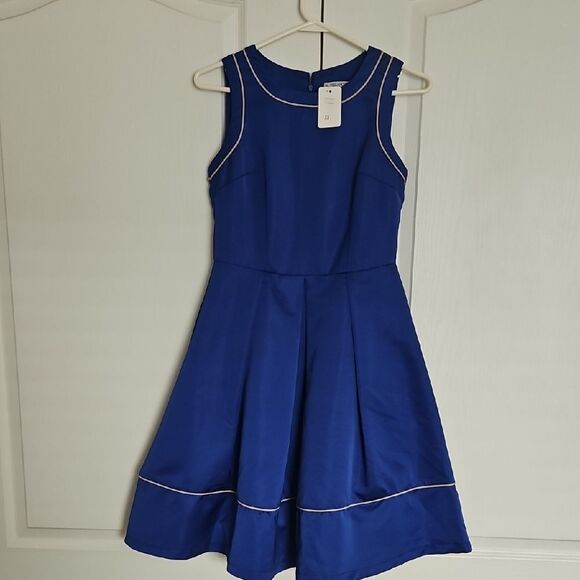 Royal Blue Fit and Flare Midi Dress for Wedding Guest - Picture 4 of 16